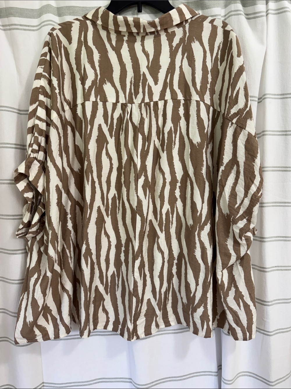 Zebra-Print Button Front Shirt in Brown & Cream - Picture 5 of 8